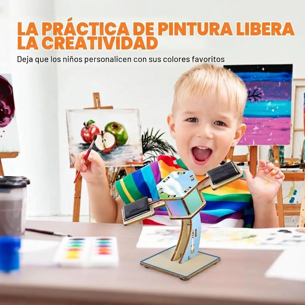 Mini Satélite Solar — Kit STEAM para Armar con Paneles Solares +6 años