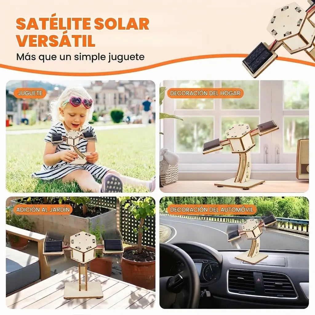 Mini Satélite Solar — Kit STEAM para Armar con Paneles Solares +6 años