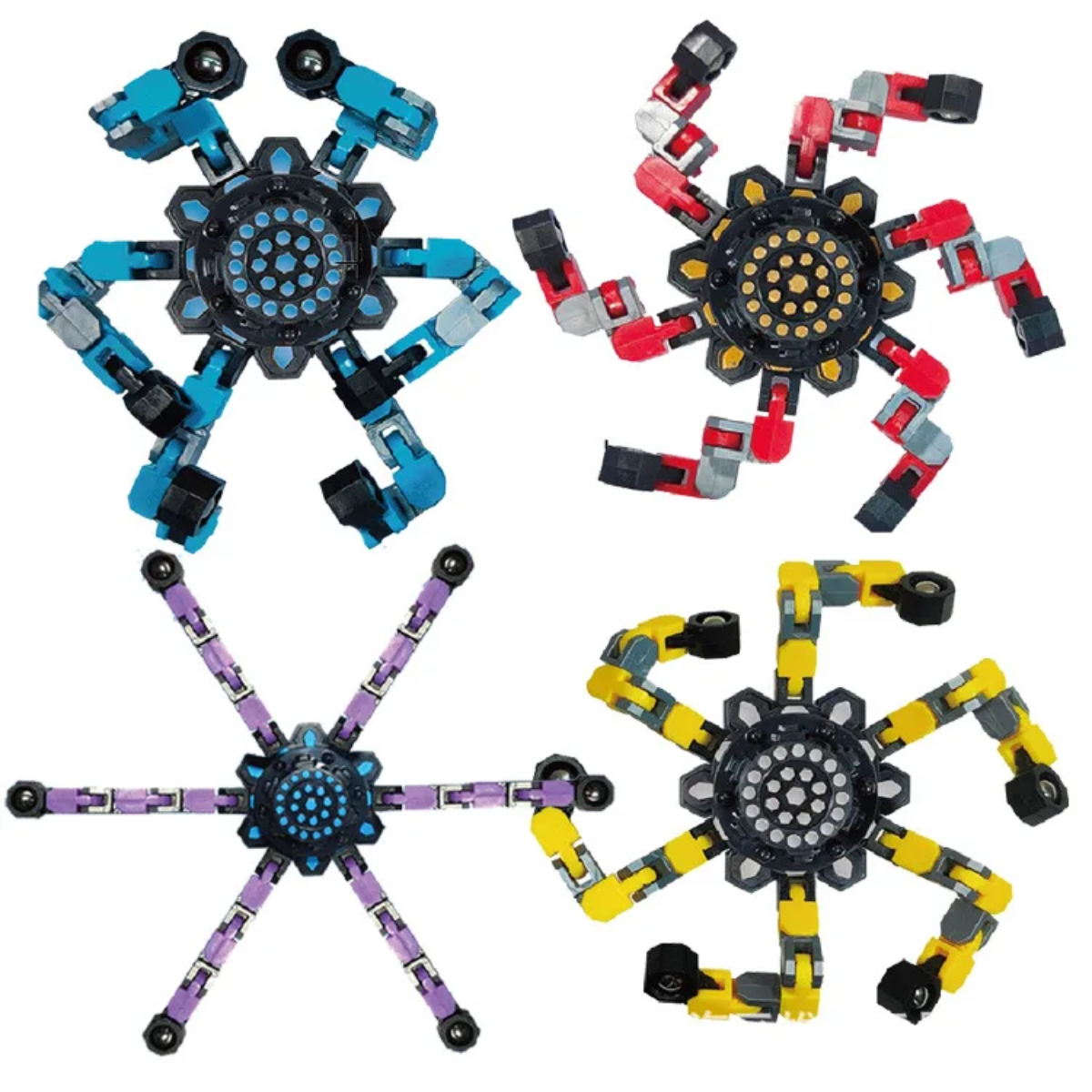 Pack x4 Spinners Transformables Fluorescentes – Antiestrés