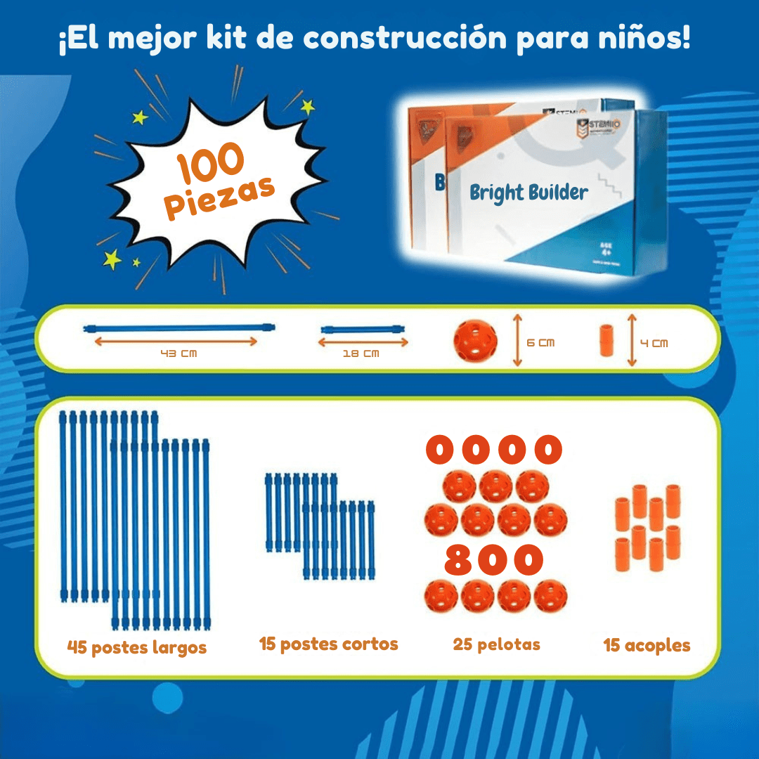 Kit de Construcción de Fuertes 100 Piezas — Juguete STEM para Niños