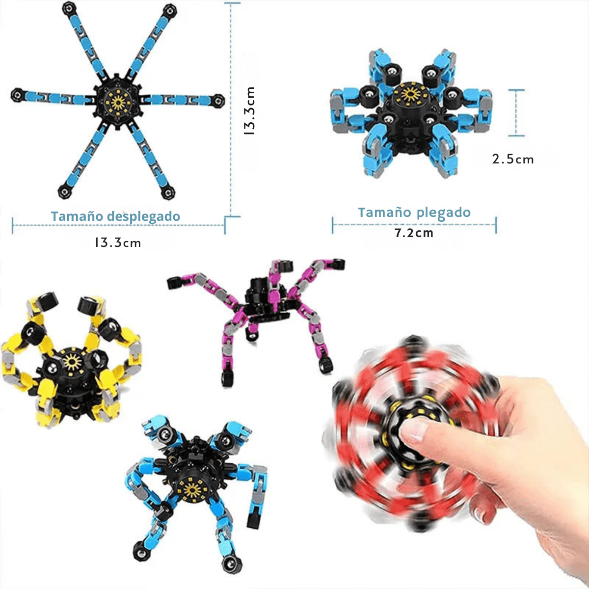 Spinner Transformable Fluorescente – Juguete Sensorial Antiestrés