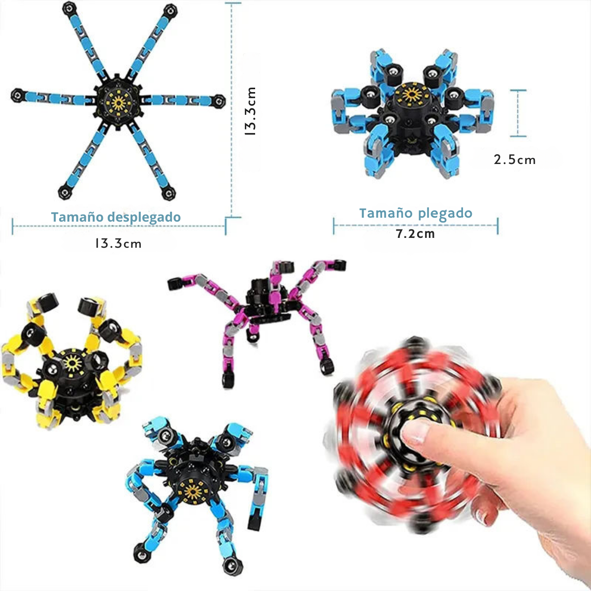Pack x4 Spinners Transformables Fluorescentes – Antiestrés
