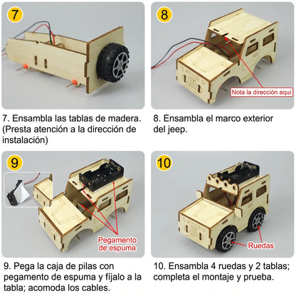 Pack 3 Vehículos Stem Para Armar Jeep Tanque Avión A Pilas