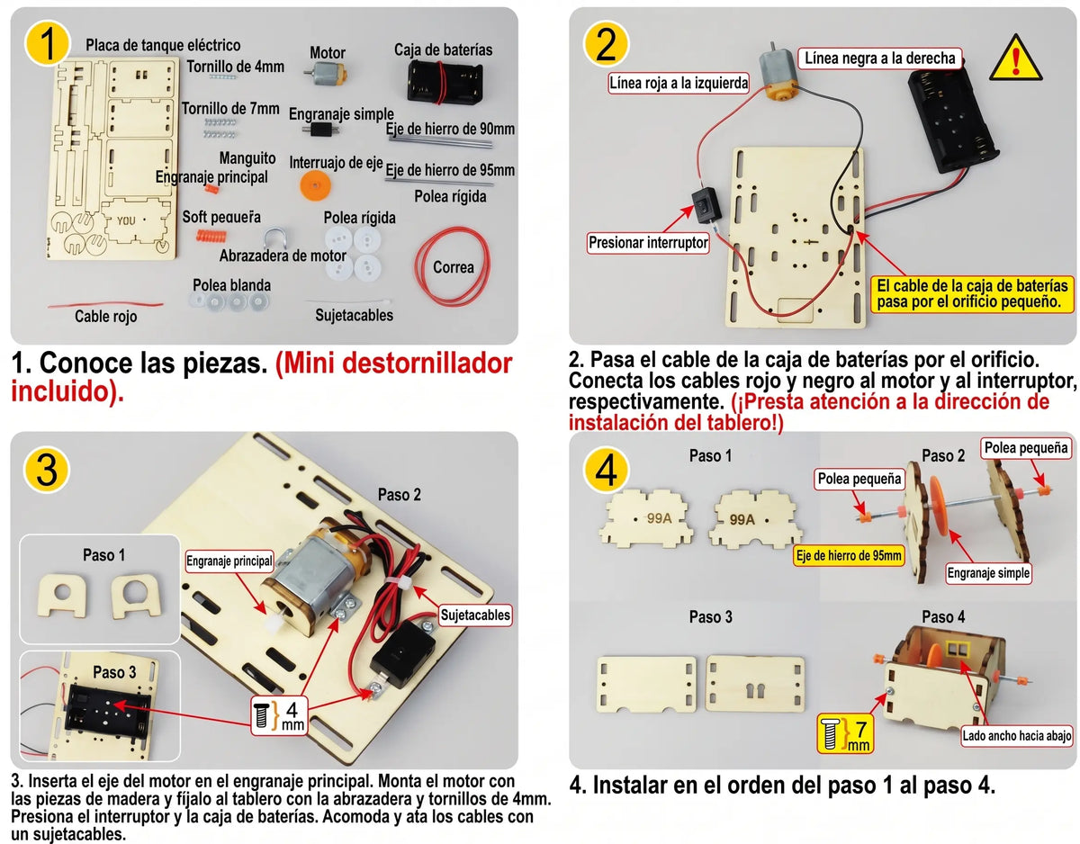 Pack 3 Vehículos Stem Para Armar Jeep Tanque Avión A Pilas