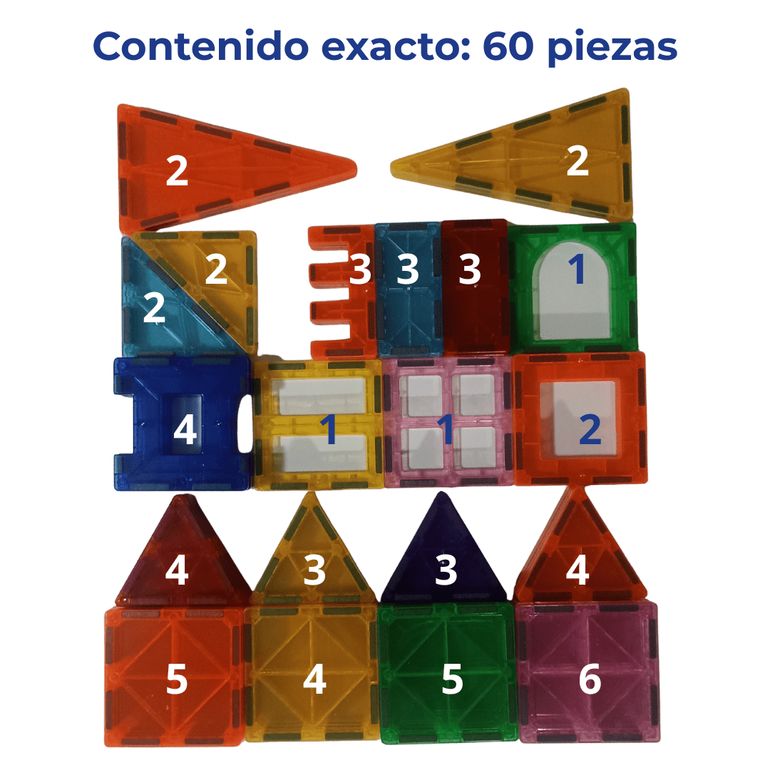 Magnetic Tiles 60 Piezas Bloques Magnéticos Construcción STEM