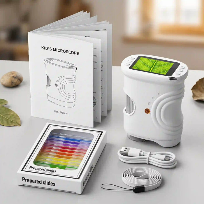 🔬 Pack Microscopio Digital Infantil 382 + 12 Láminas Preparadas - Kit STEM