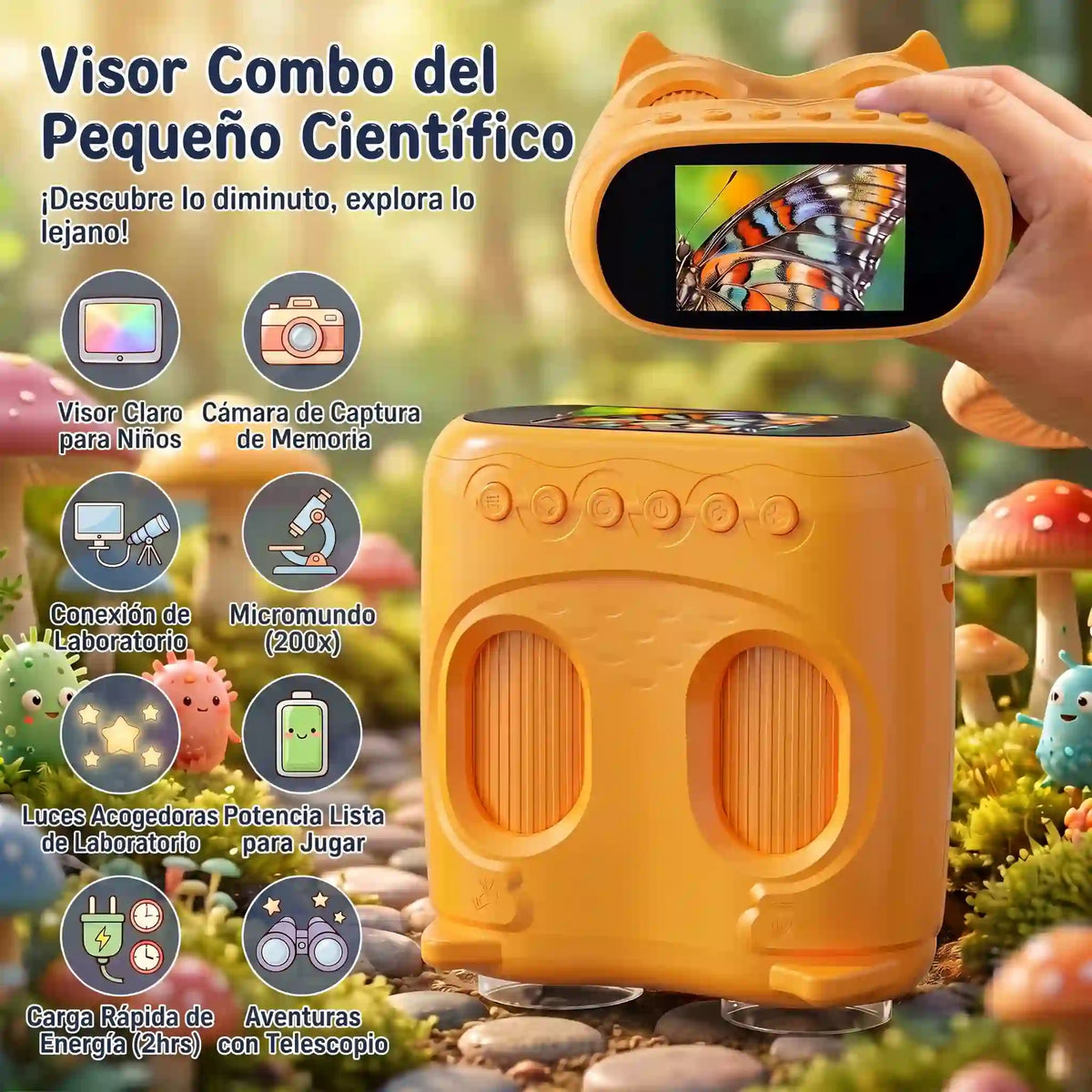 🔬 Pack Microscopio + Largavista + 12 Láminas preparadas + MicroSD - Kit STEM Modelo 387