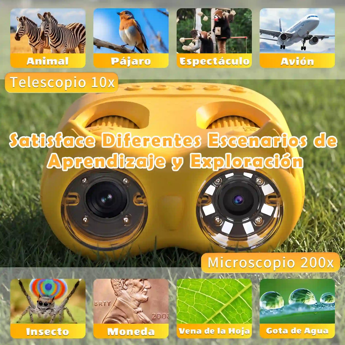 🔬 Pack Microscopio + Largavista + 12 Láminas preparadas + MicroSD - Kit STEM Modelo 387