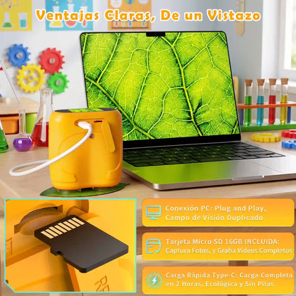 🔬 Pack Microscopio + Largavista + 12 Láminas preparadas + MicroSD - Kit STEM Modelo 387